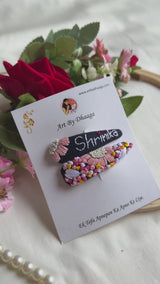 Personalized Name in Bloom Hand Embroidered Tic Tac Clips