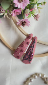 Eiffel Tower Hand Embroidered Tic-Tac Hair Clips