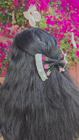 Black Noor Mini Pearl Bow