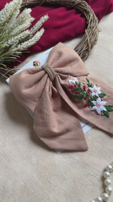 Blushwood Bloom Hand Embroidered Floral Hair Bow