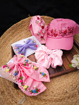 Blush Bloom Gift Hamper – Hand Embroidered Festive Hair Accessories Set