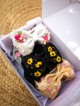 Threaded Trio Clutcher Bow Set – Hand Embroidered Gift Hamper