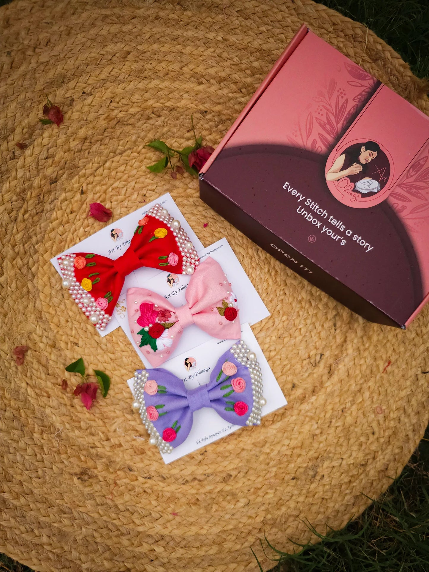 Petite Charms Gift Hamper – Hand Embroidered Bow Set