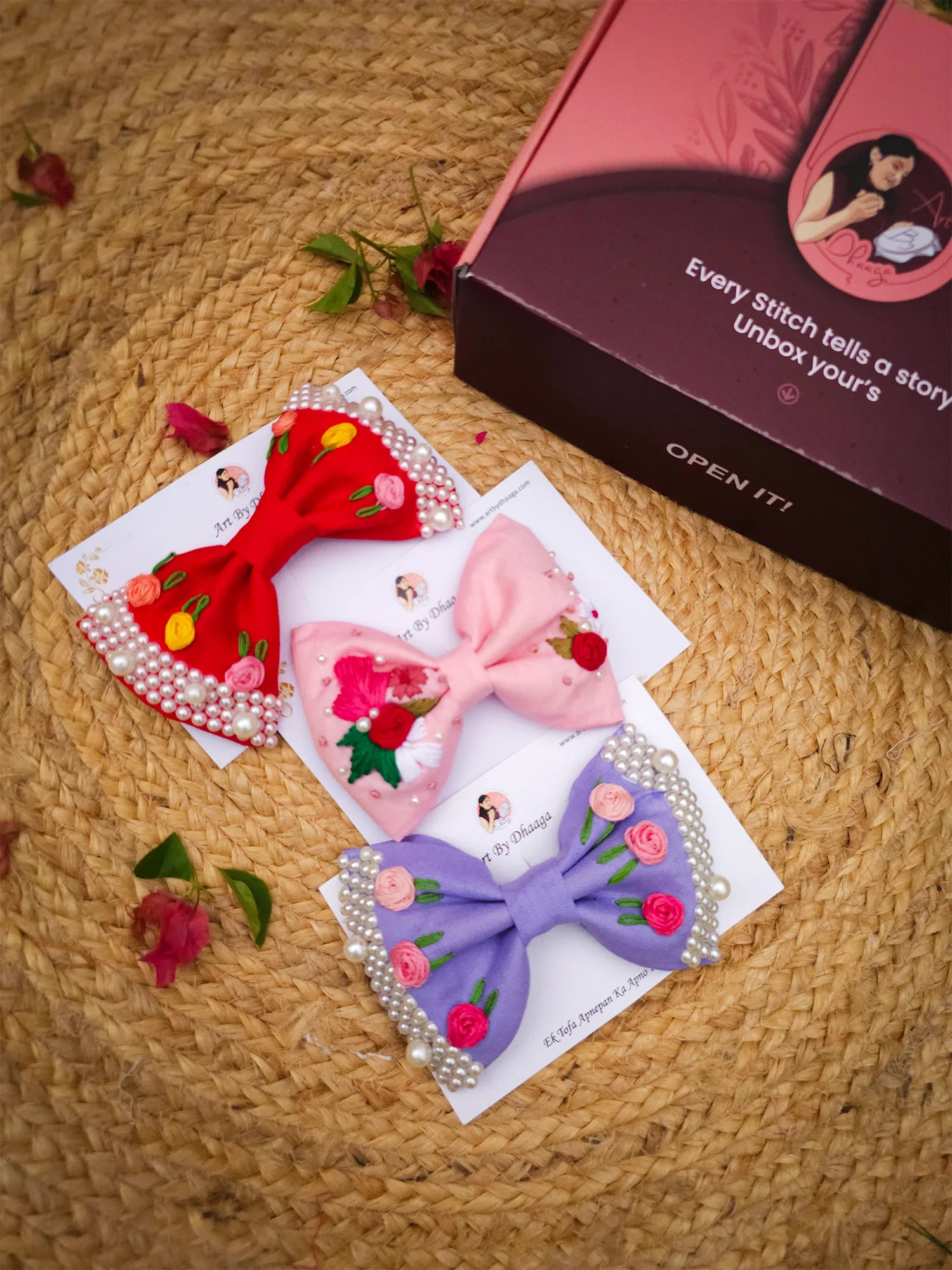 Petite Charms Gift Hamper – Hand Embroidered Bow Set