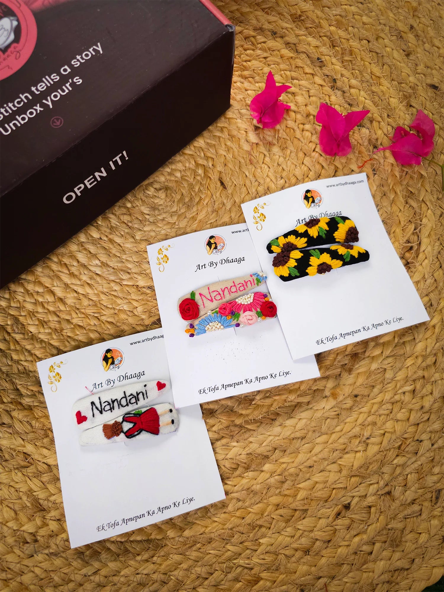 Tic Tac Keeps Set – Hand Embroidered Personalized Hair Clips