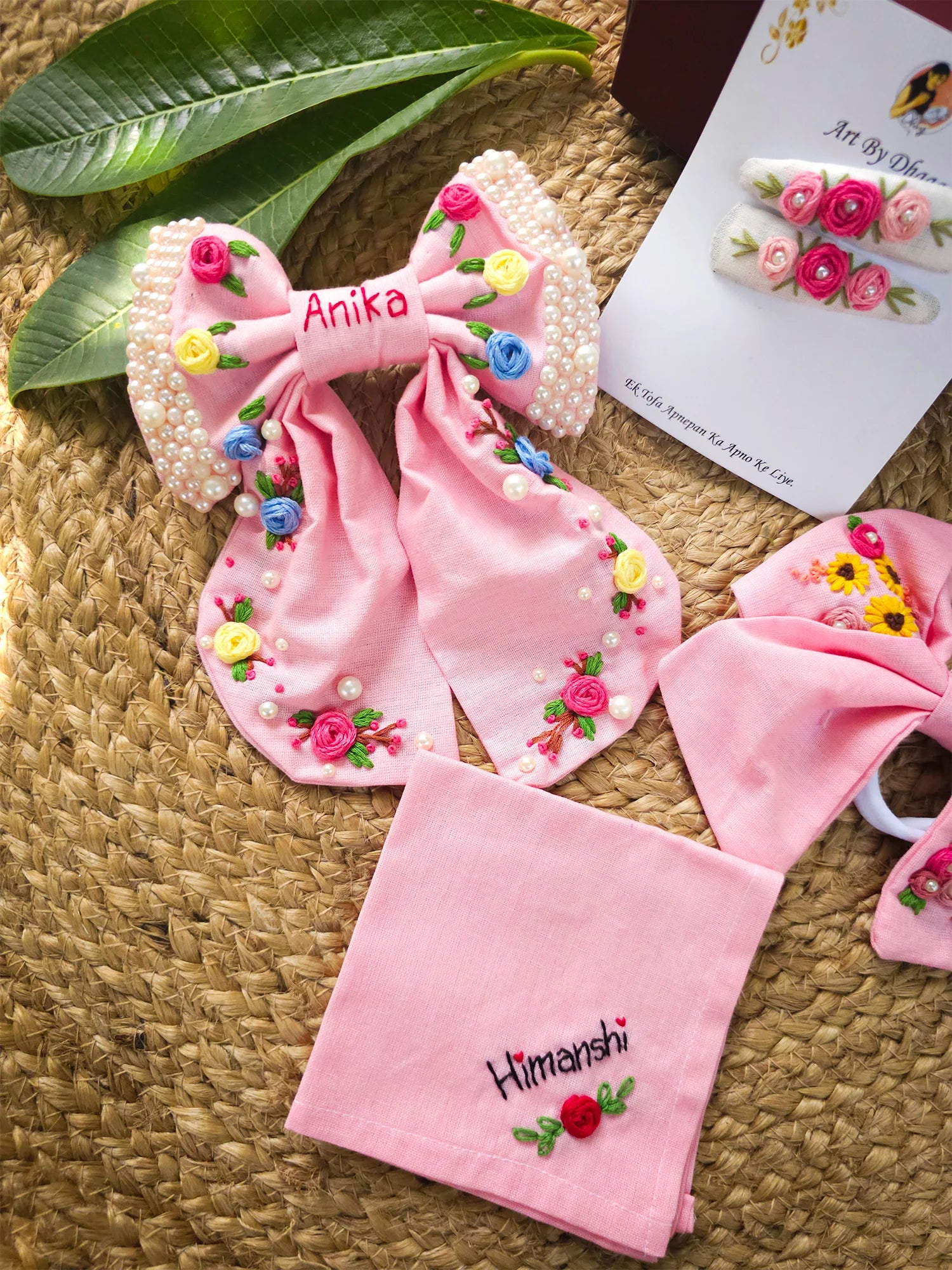 Blush Bundle Pink Hamper – Hand Embroidered Personalized Gift Set