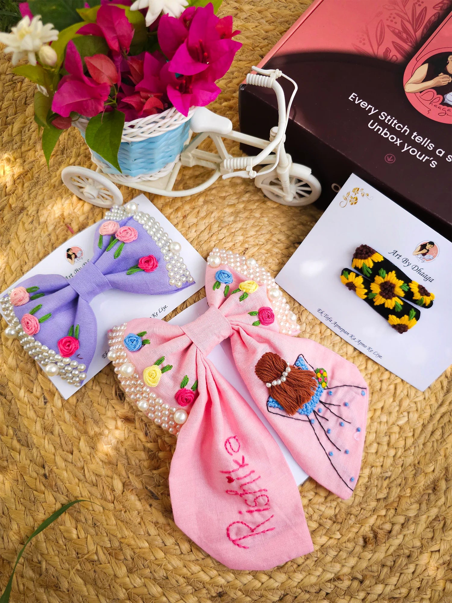 Threaded Sunshine Gift Set – Hand Embroidered Personalized Hamper