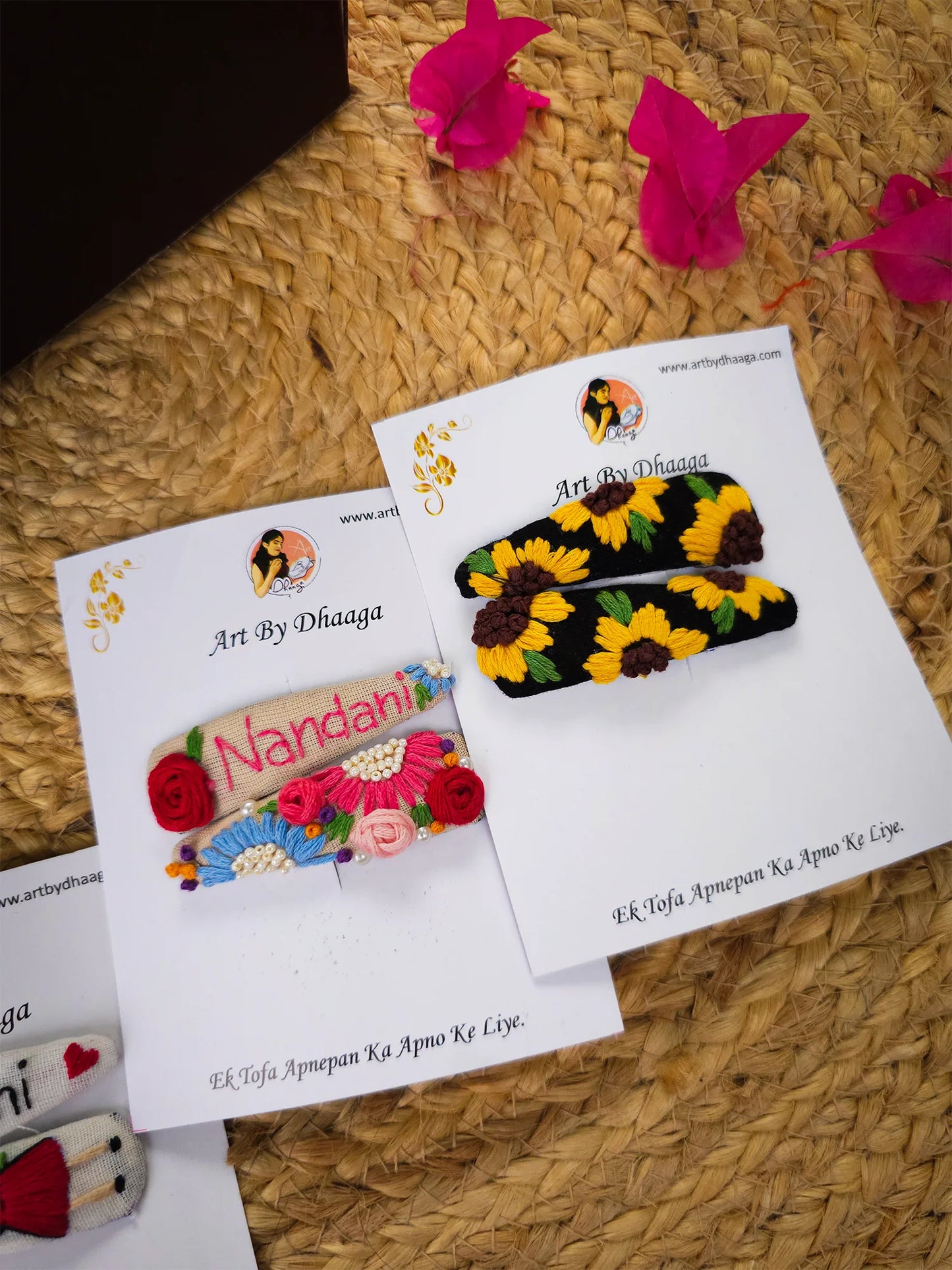 Tic Tac Keeps Set – Hand Embroidered Personalized Hair Clips