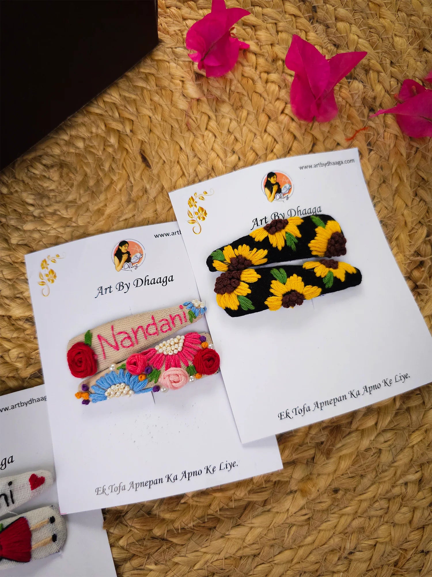 Tic Tac Keeps Set – Hand Embroidered Personalized Hair Clips