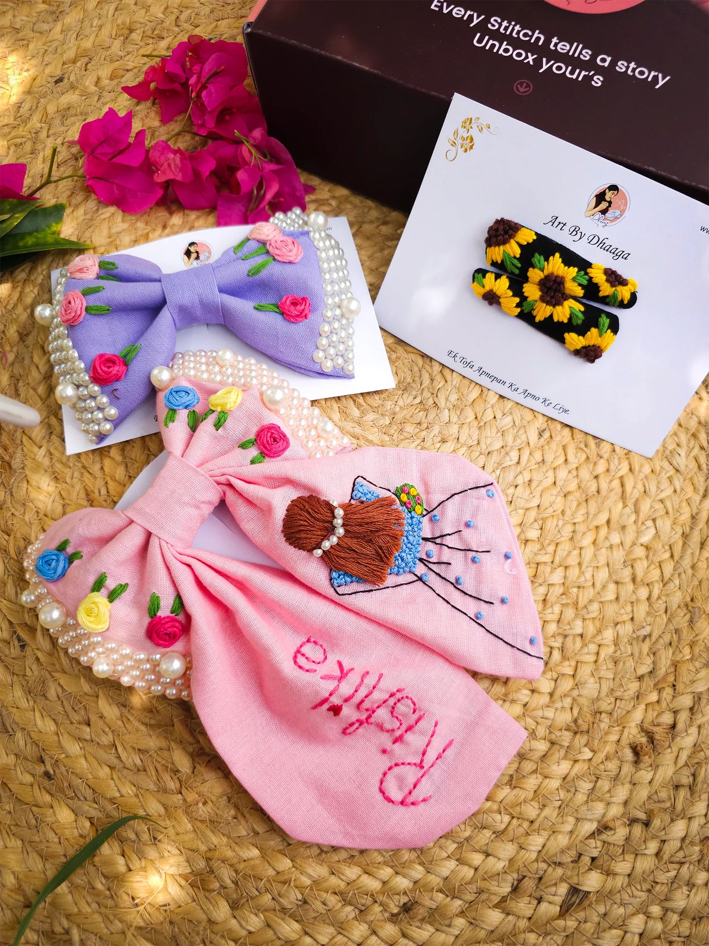 Threaded Sunshine Gift Set – Hand Embroidered Personalized Hamper