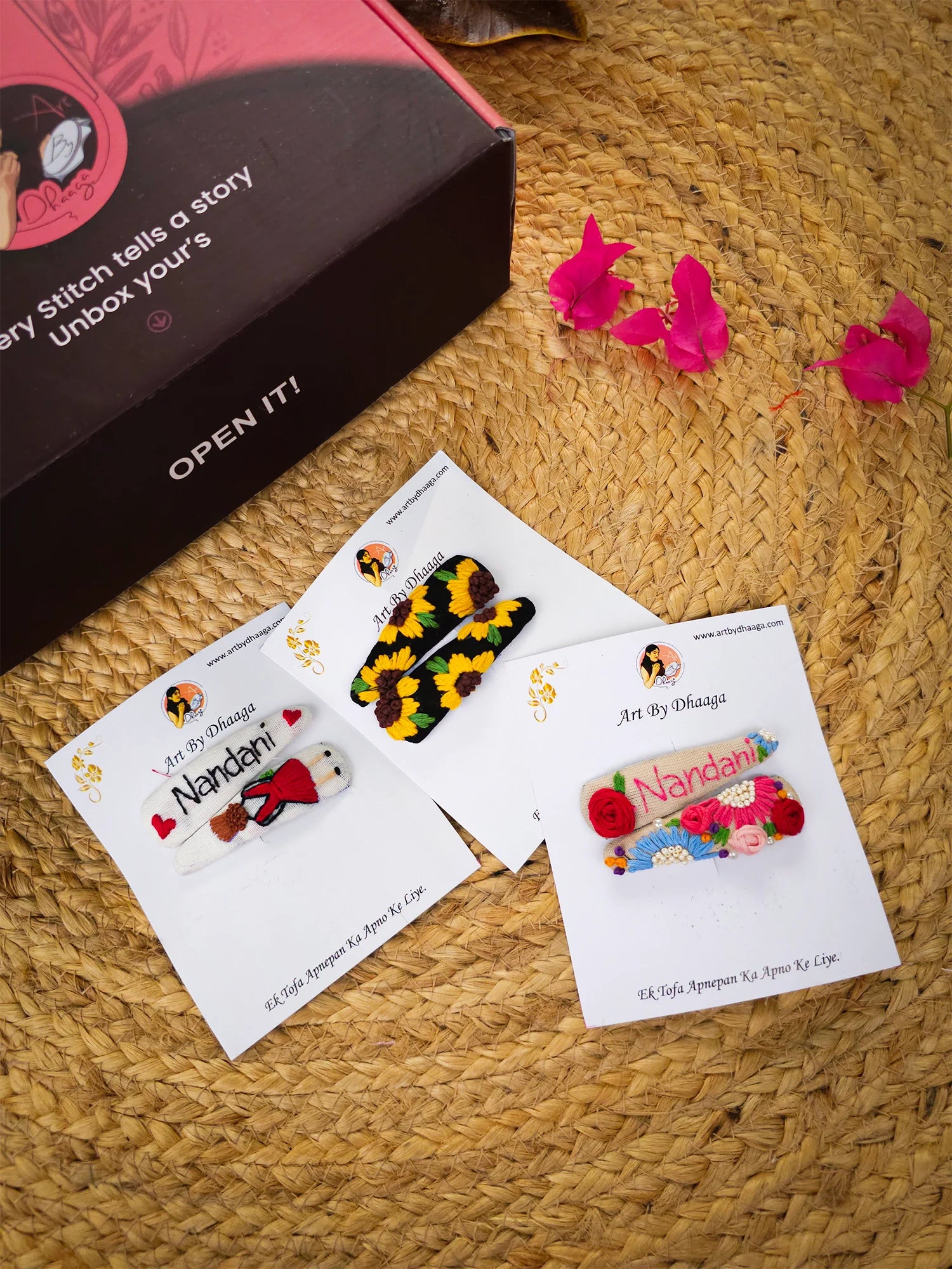 Tic Tac Keeps Set – Hand Embroidered Personalized Hair Clips