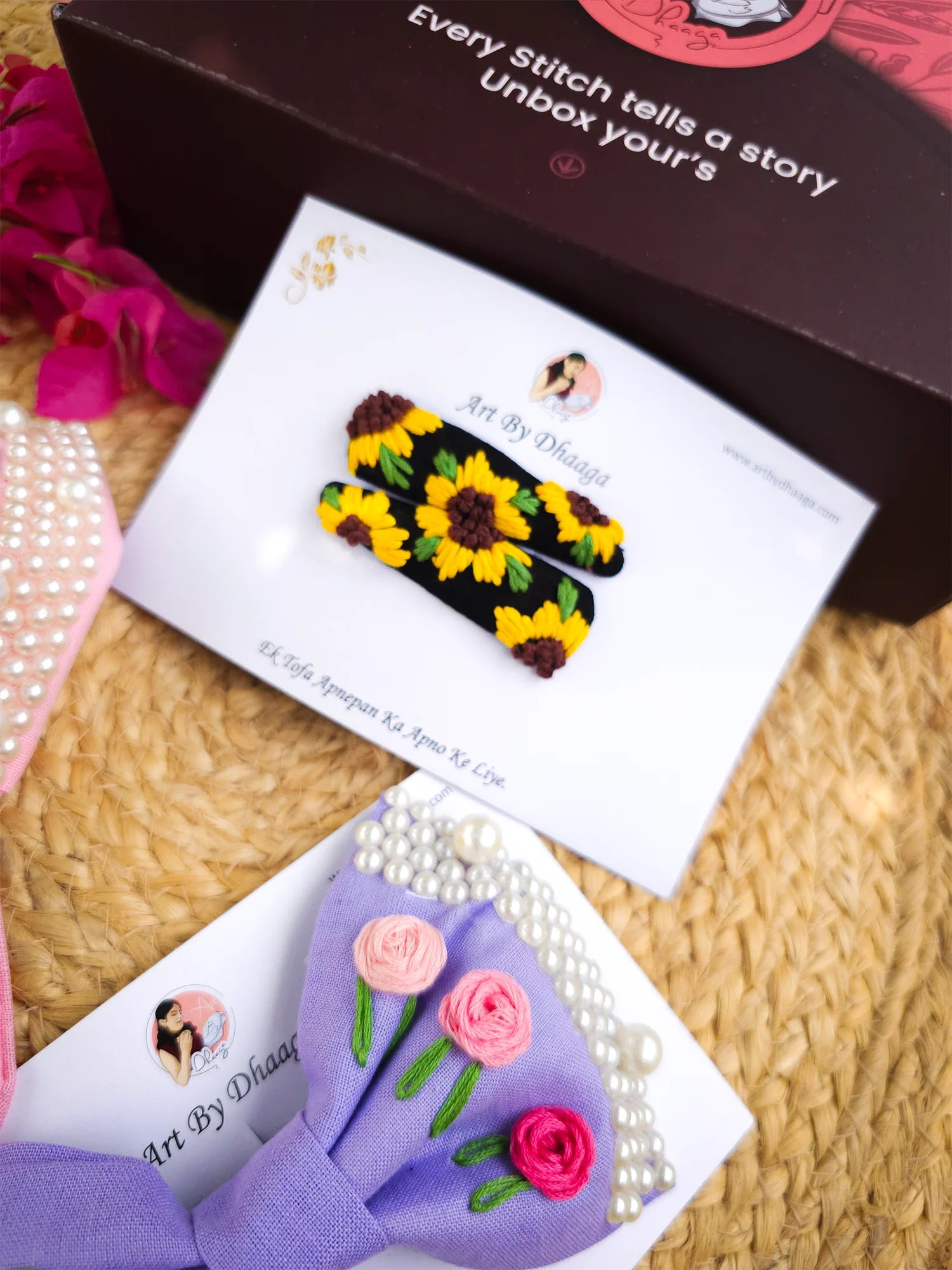 Threaded Sunshine Gift Set – Hand Embroidered Personalized Hamper
