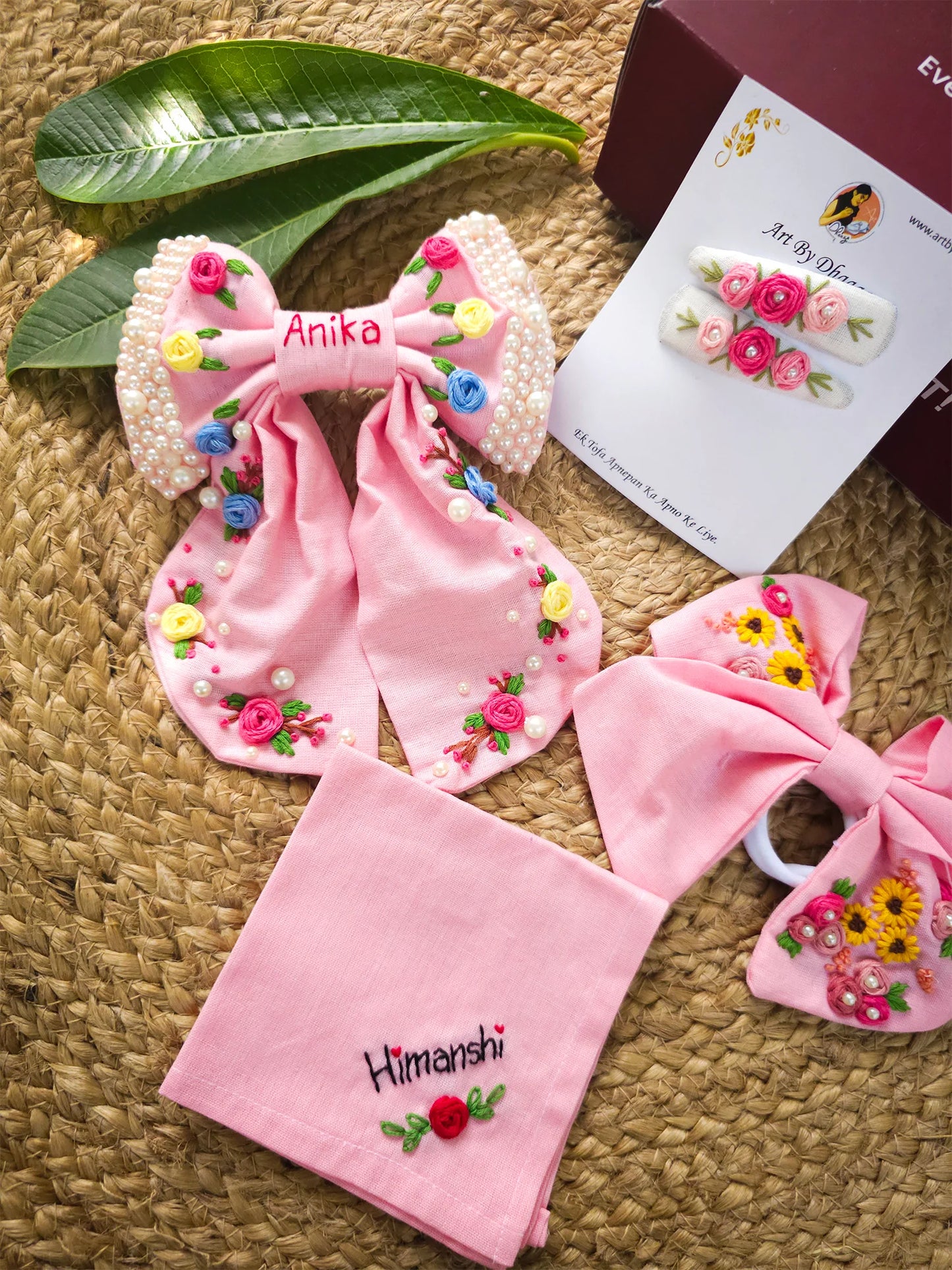 Blush Bundle Pink Hamper – Hand Embroidered Personalized Gift Set