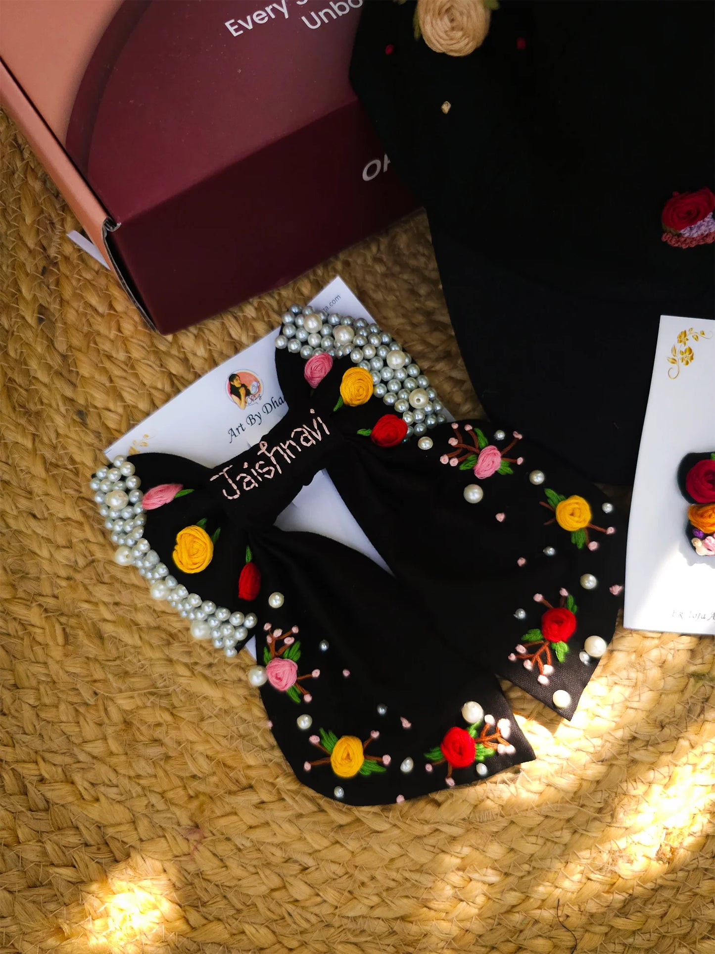 Gulnaar Luxe Personalized Hamper – Hand Embroidered Black Gift Set
