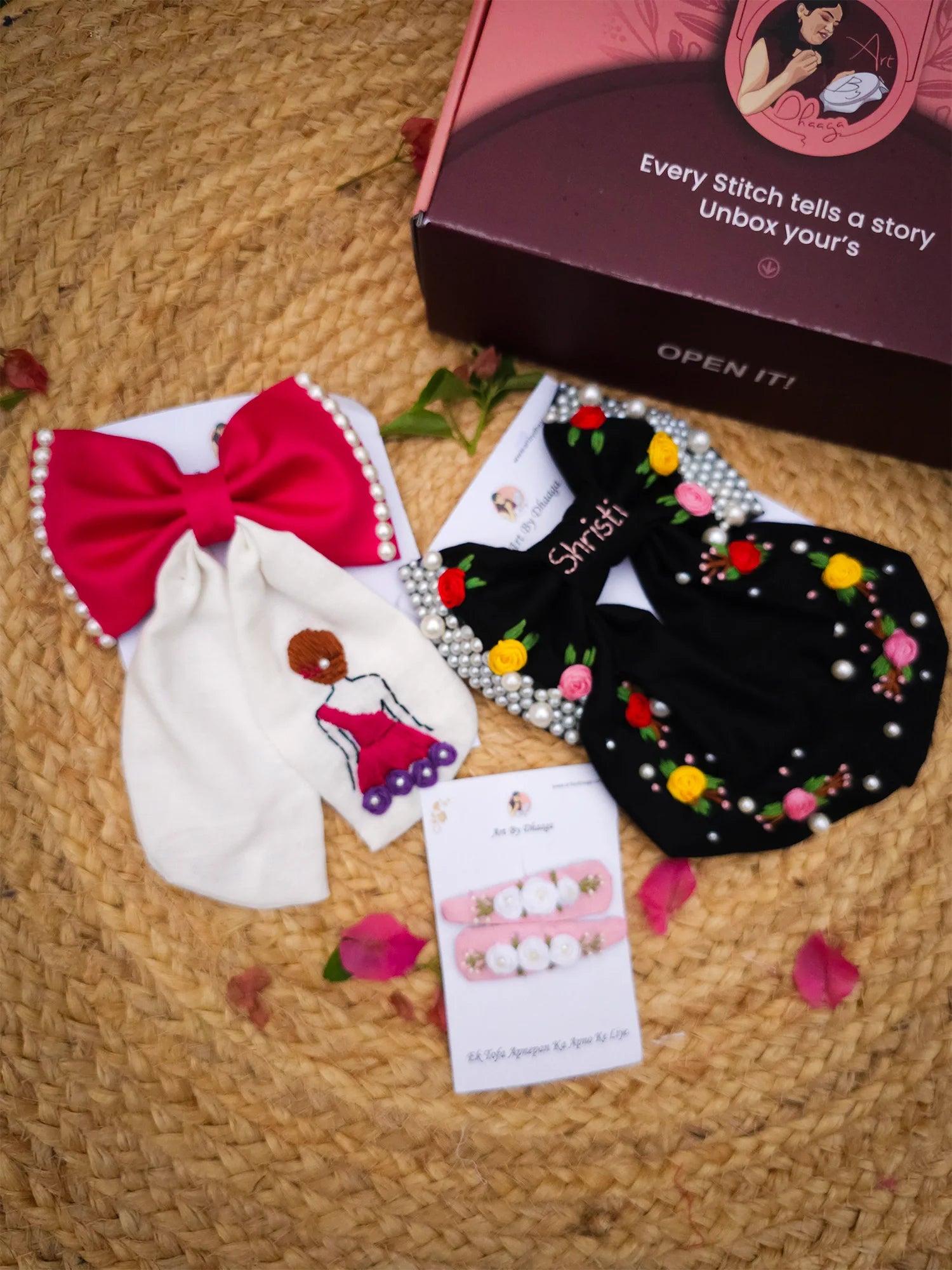 Doll & Petals Personalized Hamper – Hand Embroidered Gift Set
