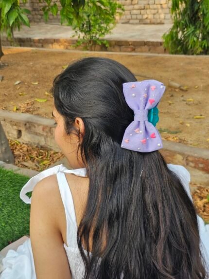 Hand Embroidered Clutcher Bows-Levender