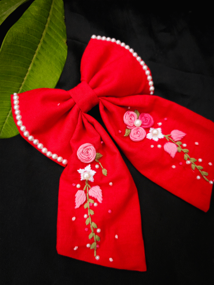Embroidery Bow Clip
