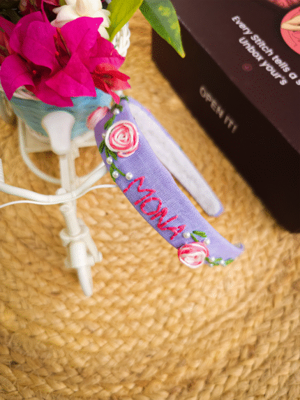 💜Lilac Letters – Name Embroidered Hairband