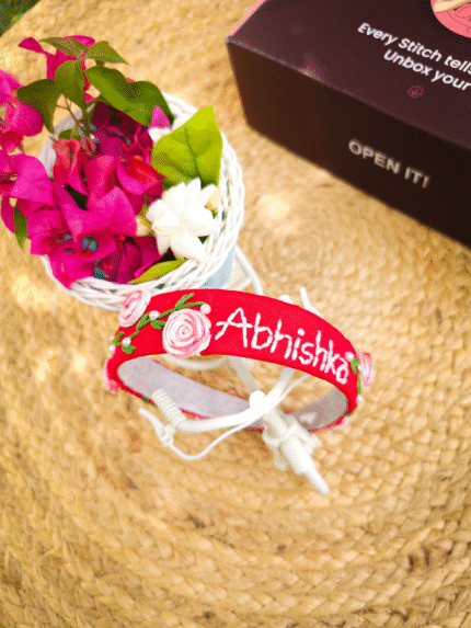 Red Radiance – Name Embroidered Headband
