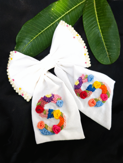 Twin Tales – Custom Double Initial Embroidered Bow