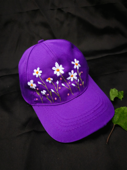 Lavender Breeze 🌿 – Hand-Embroidered Summer Cap