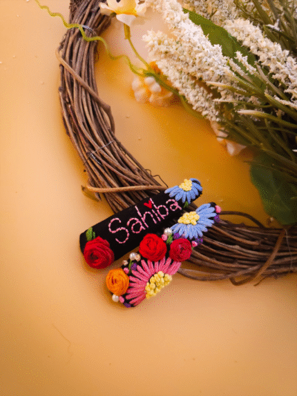 Personalized Name Embroidery Clip-black