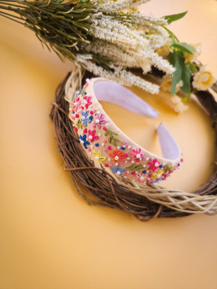 🌸 Colour Crown – Premium Hand-Embroidered Floral Headband