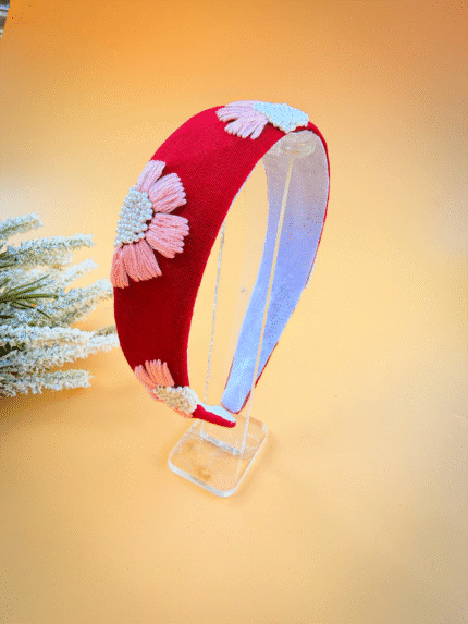 🌺 Basanti – Hand-Embroidered Floral Hairband