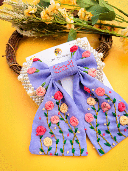 Apsara Personalised 🌸 – Name Embroidered Exclusive Bow